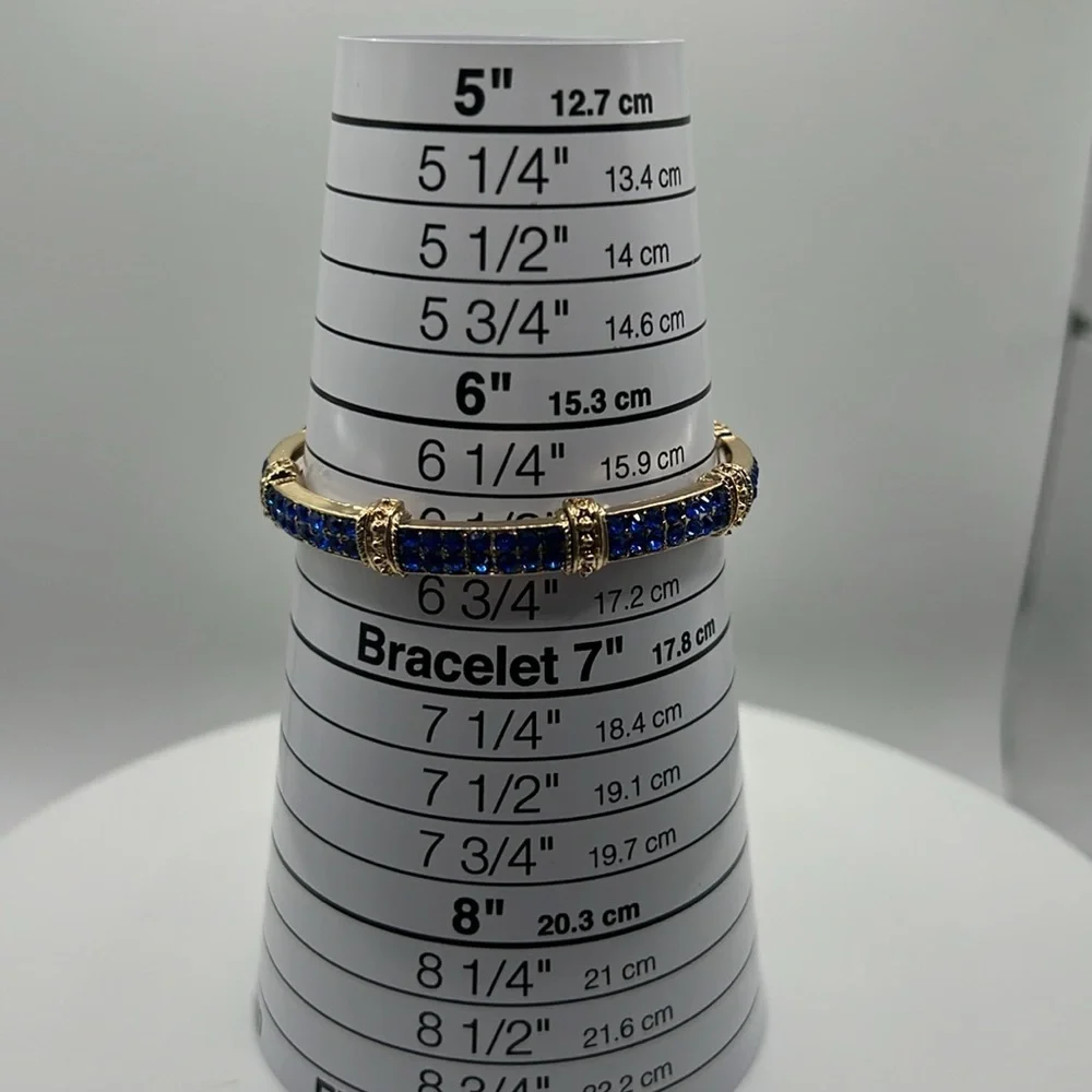 1324. Cara New York Elegant‎ Blue Crystal and Gold Stretch Bracelet